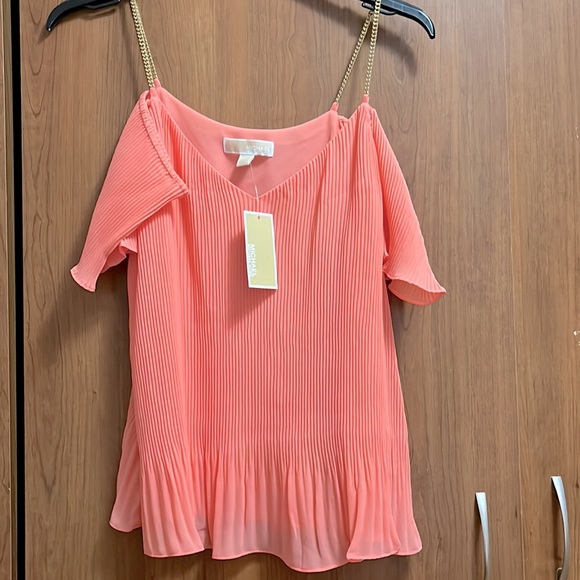 Michael Michael Kors Pleated Chain Strap Top. L - Picture 2 of 5
